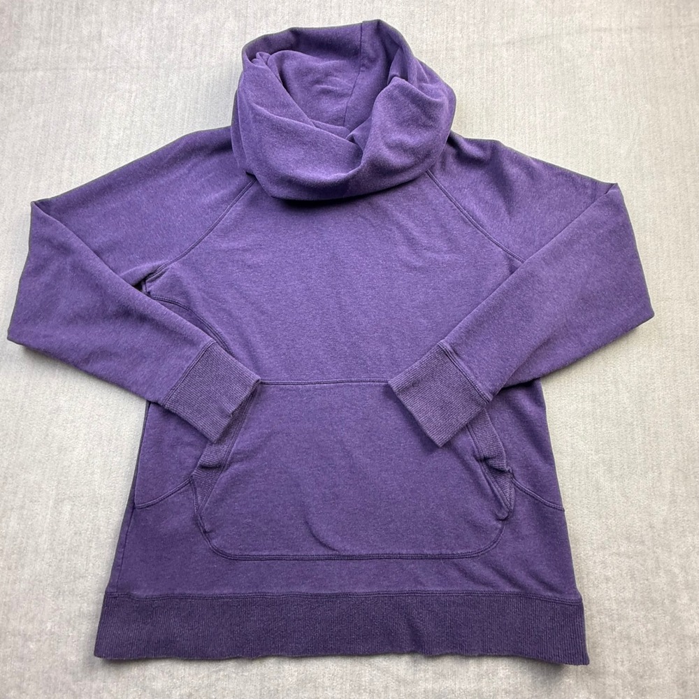 LL Bean Womens Purple Cowl Neck Sweatshirt‎ Thumbhole Pullover L 290312
